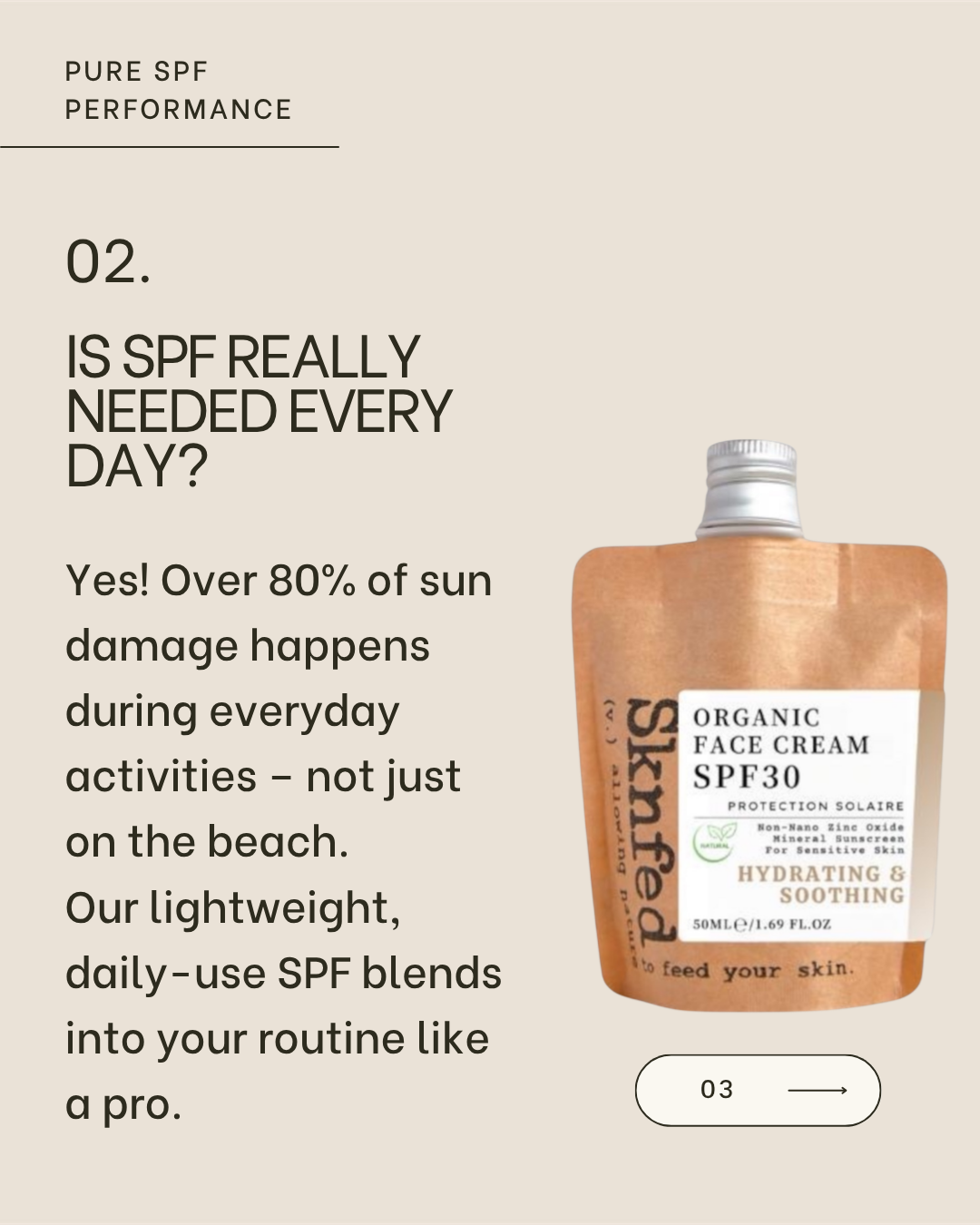 Travel Organic SPF30 Face Cream - SKNFED