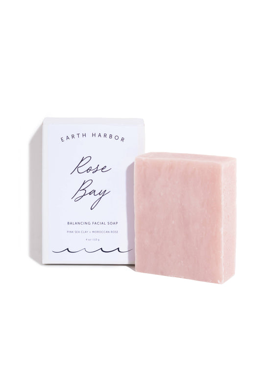 ROSE BAY Clean Facial Soap Cleanser: Pink Sea Clay + Coconut Oil