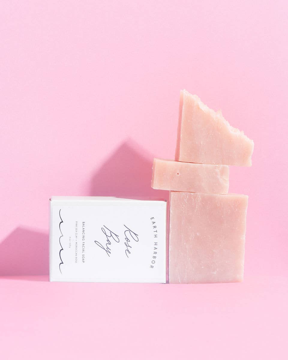 ROSE BAY Clean Facial Soap Cleanser: Pink Sea Clay + Coconut Oil