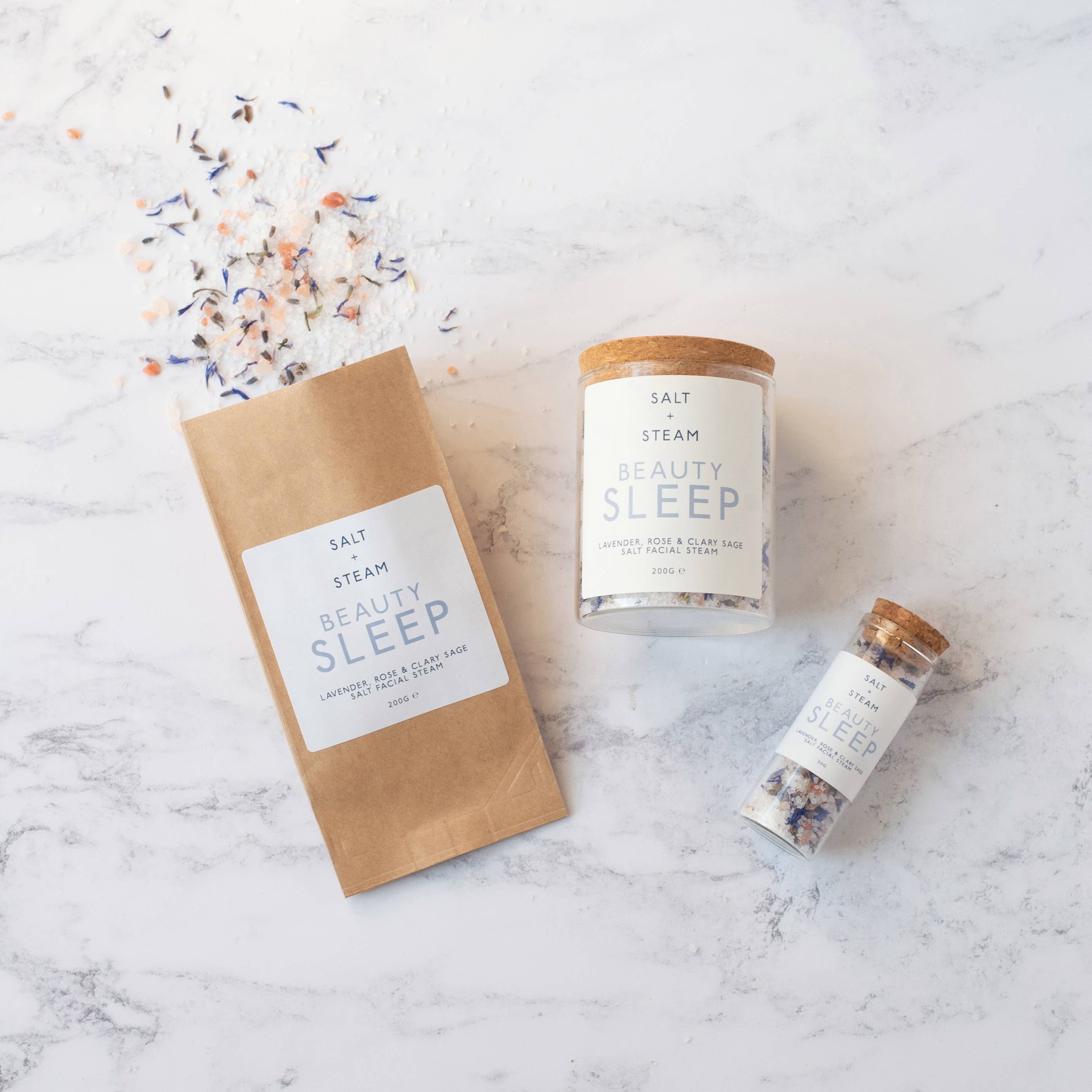 Beauty Sleep - Lavender & Rose Facial Steam 50g & 200g: Test Tube