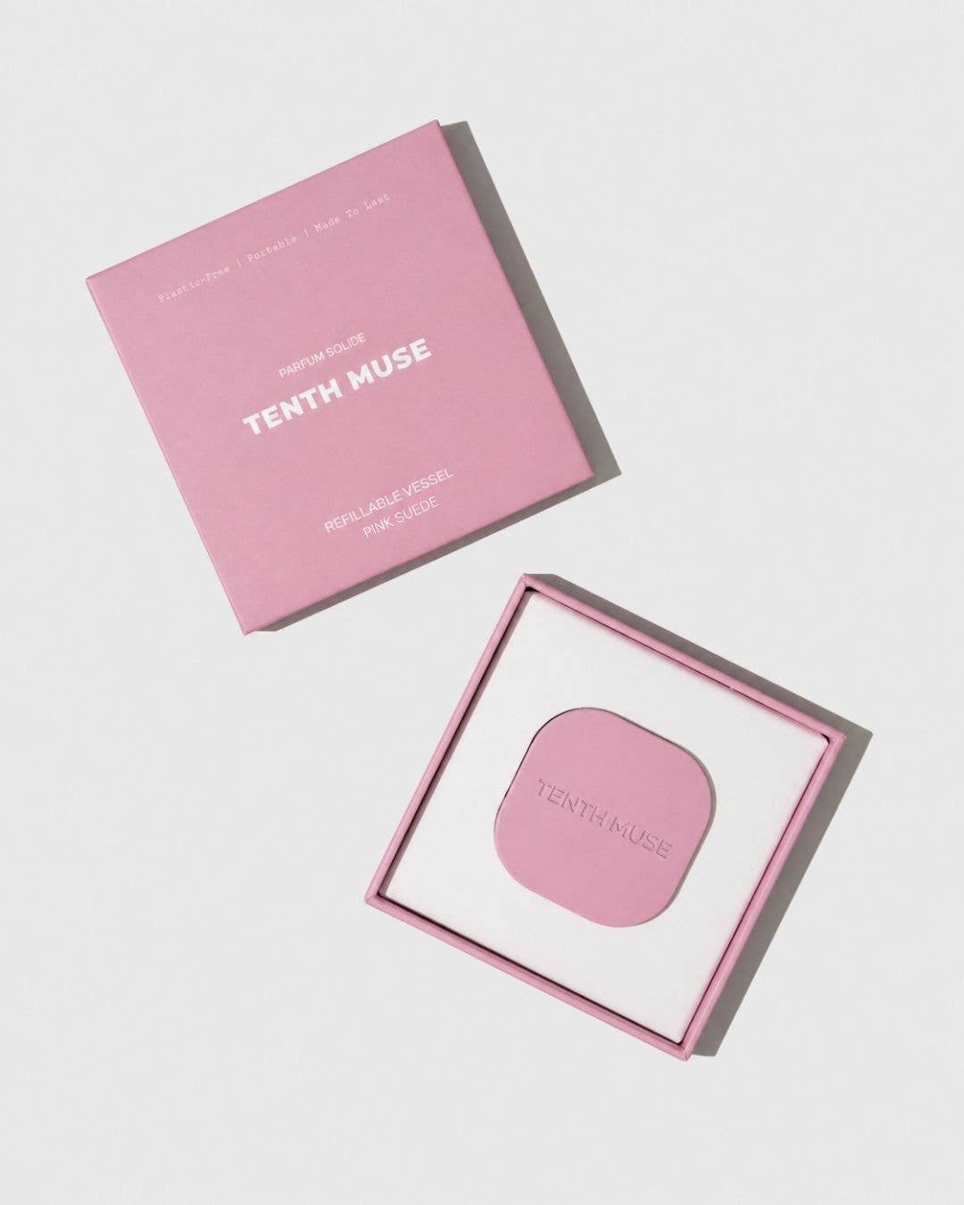 REFILLABLE VESSEL-PINK SUEDE, TENTH MUSE