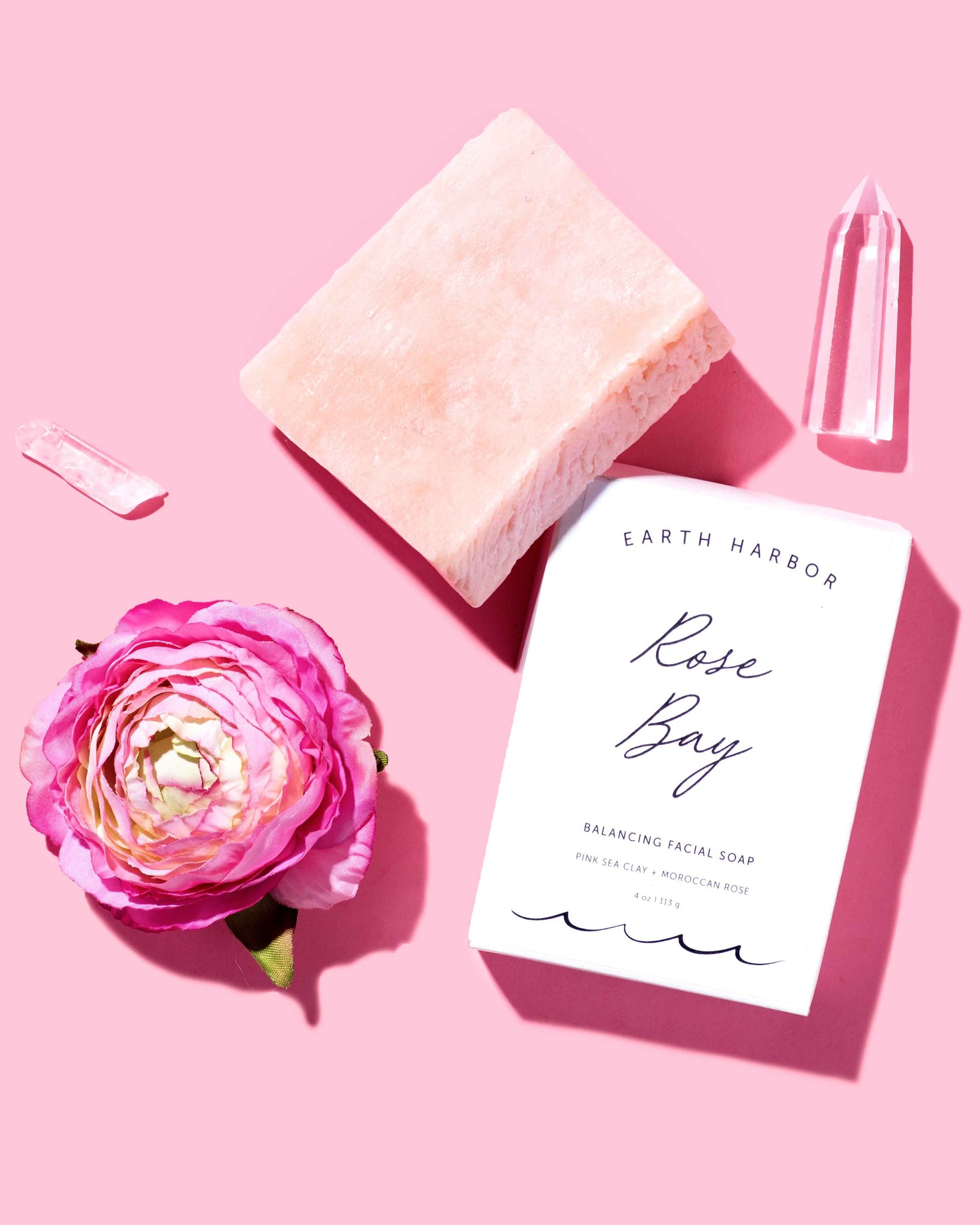 ROSE BAY Clean Facial Soap Cleanser: Pink Sea Clay + Coconut Oil