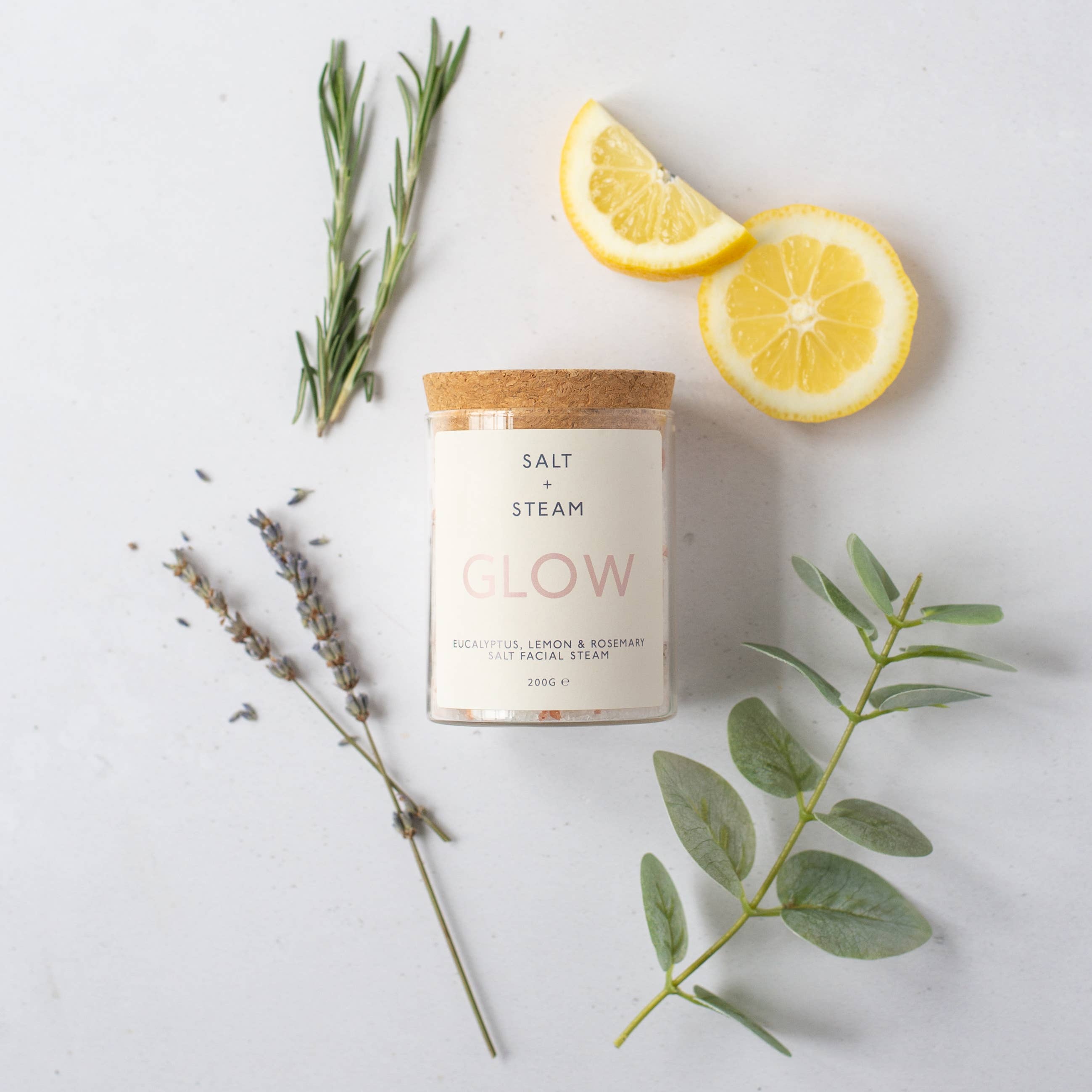 Glow - Eucalyptus, Lemon & Rosemary Facial Steam 50g & 200g: Test Tube