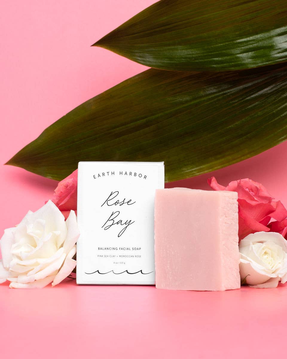 ROSE BAY Clean Facial Soap Cleanser: Pink Sea Clay + Coconut Oil